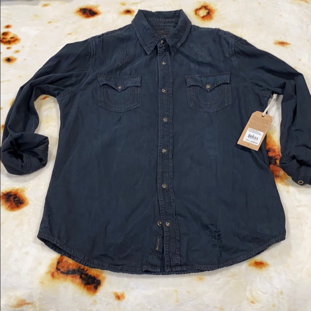 True Religion Western Shirt Big T M NWT